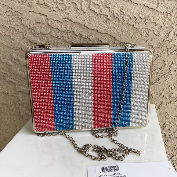 Alexis Handbags - ALESSIA NWT Red White & Blue Rhinestone Clutch Bag